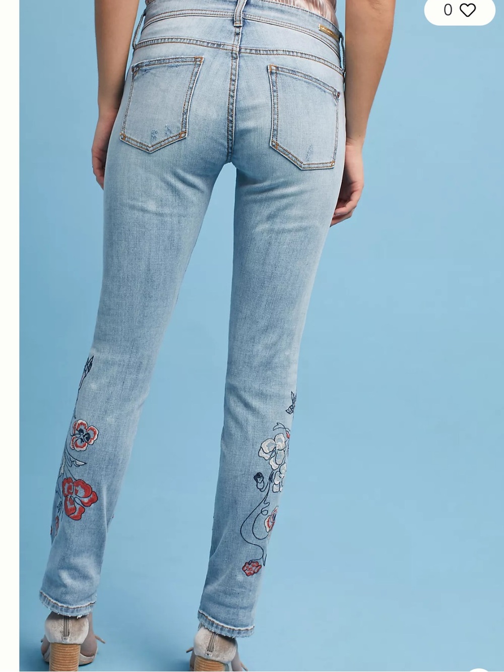 Anthropologie Pilcro & the Letterpress Embroidered Floral Boyfriend Jeans Sz 28